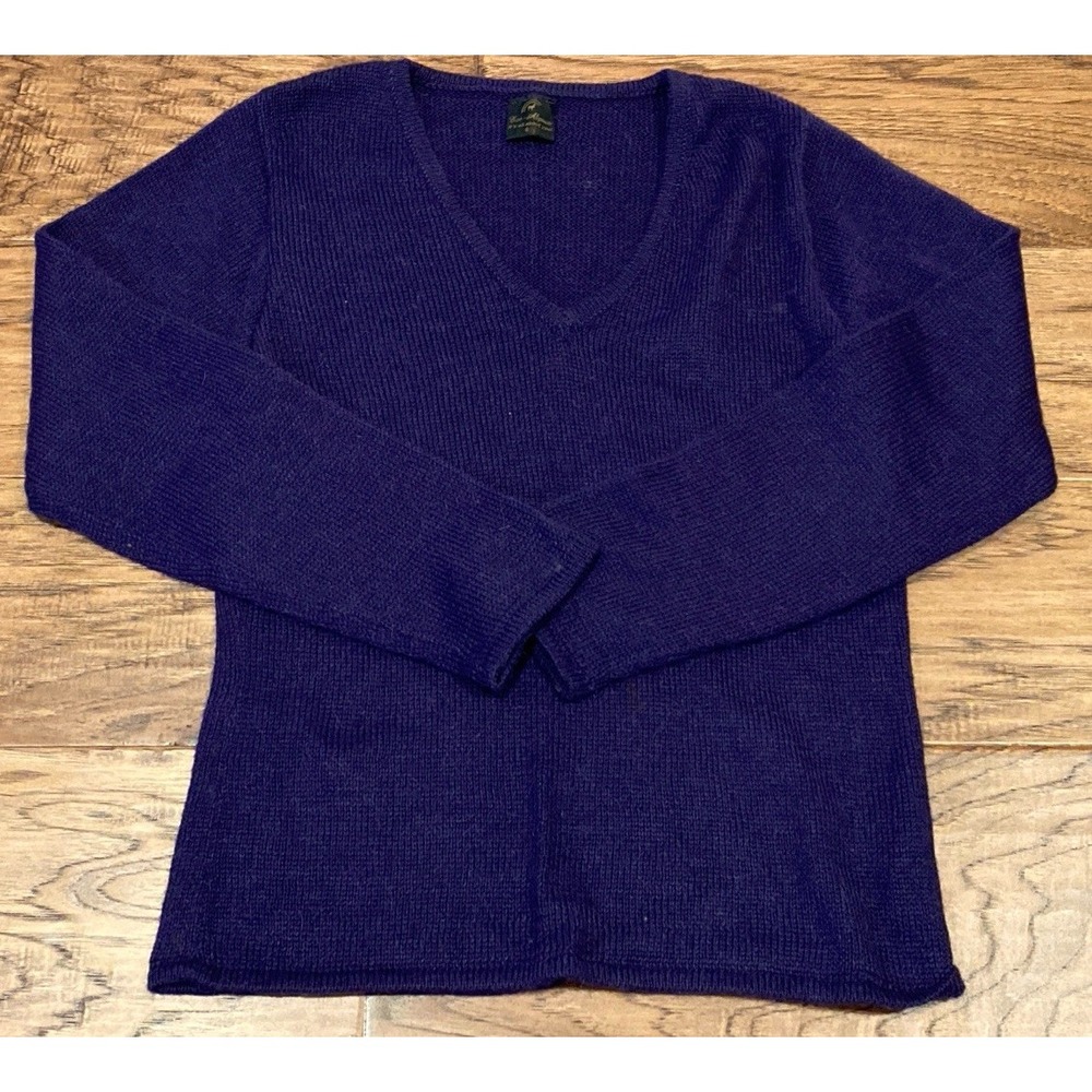 Eco-Alpaca Women's Purple Alpaca Blend Sweater Size S Peru Soft V-Neck‎ Knit